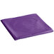 A folded amethyst purple plastic table cover on a white background.