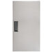 A white refrigerator door with a black handle.