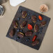 An American Metalcraft walnut melamine serving board with chocolate covered pastries and strawberries.