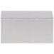 An American Metalcraft stainless steel rectangular riser on a white counter.