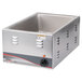 A stainless steel APW Wyott countertop food warmer with a lid.