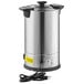 An Avantco stainless steel coffee urn with a black cord.