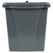 A gray Rubbermaid plastic bin with a black handle.