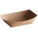 A brown paper tray on a white background.