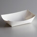 A white customizable paper food tray with a curved edge.