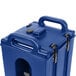 A navy blue plastic Cambro Camtainer lid with handles and a vent.
