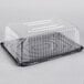 A D&W Fine Pack clear plastic sheet cake display container with a clear dome lid.