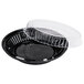 A D&W Fine Pack black plastic pie container with a clear low dome lid.