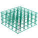 A green Microwire catering glassware basket with 25 compartments.