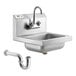 A Regency stainless steel wall mounted hand sink with a faucet and pipe.
