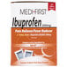 A box of Medi-First Ibuprofen pain reliever tablets.
