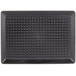 A black rectangular HS Inc. Polypropylene Pizza tray with small round holes.