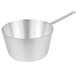 A silver aluminum Vollrath Arkadia sauce pan with a long handle.