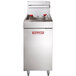 A white rectangular stainless steel Vulcan LG300-1 floor fryer with a red lid.