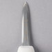 A Mercer Culinary Boston style oyster knife with a white textured handle and a silver blade.