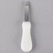A Mercer Culinary New Haven style oyster knife with a white textured poly handle.