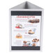 A Menu Solutions Alumitique triple view menu board with desserts on a white background.