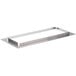 A white rectangular metal frame with a stainless steel shelf.