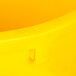 A close up of a yellow Continental Huskee trash can with a lid.