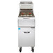 A Vulcan gas floor fryer with solid state analog controls.
