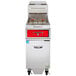 A large red and black Vulcan commercial floor fryer with digital controls.