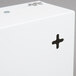A white box with a black cross cutout.