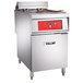 A large stainless steel Vulcan electric floor fryer with a red digital panel.