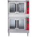 A Vulcan commercial double electric convection oven with glass doors.