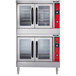 A Vulcan commercial double deck electric convection oven with glass doors.