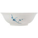 A Thunder Group White Melamine Bowl with Blue Bamboo Designs.