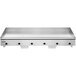 A Vulcan stainless steel electric countertop griddle with two knobs.