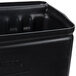 A black plastic Cambro container with a logo for silverware.