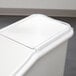 A white plastic lid for a Cambro ingredient bin.