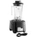 A black AvaMix commercial blender with a cord and clear Tritan container.