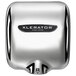 A silver Excel XLERATOR hand dryer with a black cover.