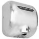 A stainless steel Excel XLERATOR hand dryer with a black and silver label.