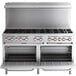 A Cooking Performance Group stainless steel commercial gas range with two standard ovens.