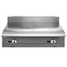 A Vulcan stainless steel gas range with two hot tops.
