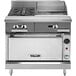 A large stainless steel Vulcan V2BG8TS-LP gas range with 2 burners and a griddle.
