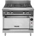 A Vulcan V4B36C-NAT natural gas range with 4 burners and a convection oven.