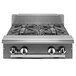 A Vulcan V Series stainless steel natural gas range with four burners.