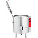 A Vulcan 60 gallon stainless steel stationary steam kettle with a lid.