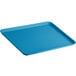 A blue Cambro market tray with a handle.