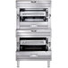 A large silver Vulcan double upright broiler with two doors on a white background.