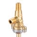 A brass gas valve with a gold and silver handle.