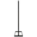 A black metal pole with a square base.