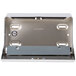 A silver metal San Jamar multi-fold towel dispenser with a metal plate and two holes.