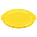 A yellow Rubbermaid lid with a handle.