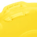 A yellow plastic Rubbermaid lid for a 10 gallon round trash can.