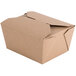 A brown Fold-Pak Bio-Plus Earth paper take-out box with a lid.